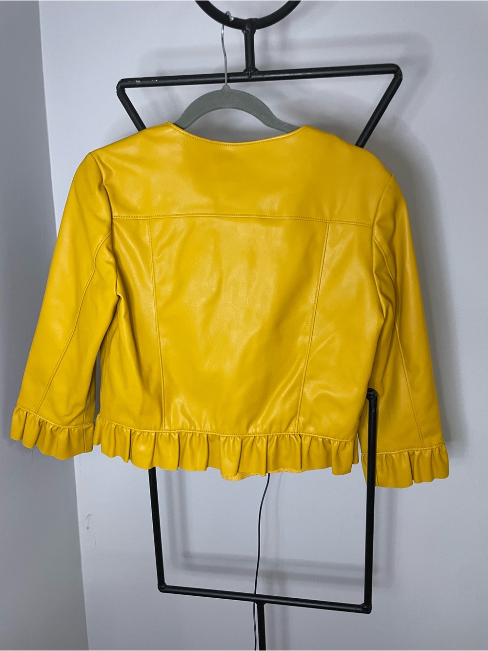 Zara Bright Yellow Faux Leather Jacket with Front Zip - Picture 2 of 6